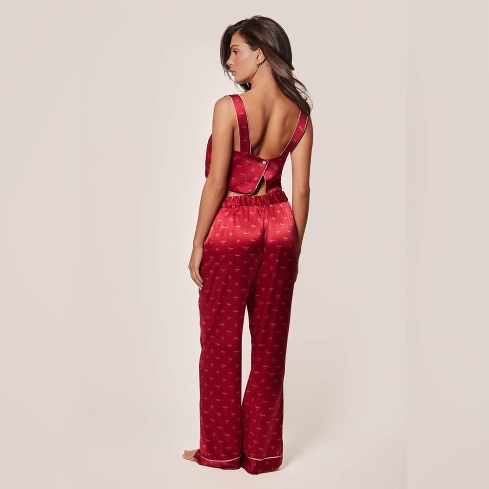 KIKI DE MONTPARNASSE SILK LOUNGE - KISS PRINT TIE UP PAJAMA PANT *IN MAUVE* - Picture 9 of 11